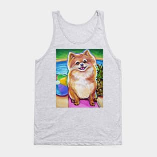 Super Cute Poolside Pomeranian by Robert Phelps Tank Top